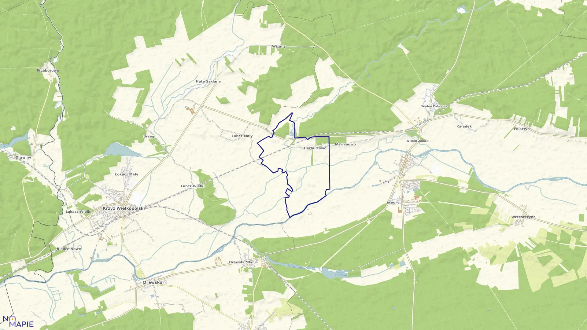 Mapa obrębu HERBURTOWO w gminie Wieleń