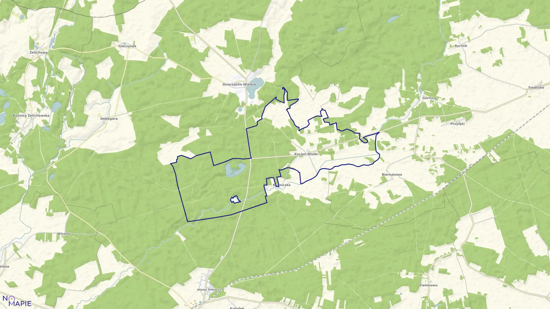 Mapa obrębu KOCIEŃ WIELKI w gminie Wieleń